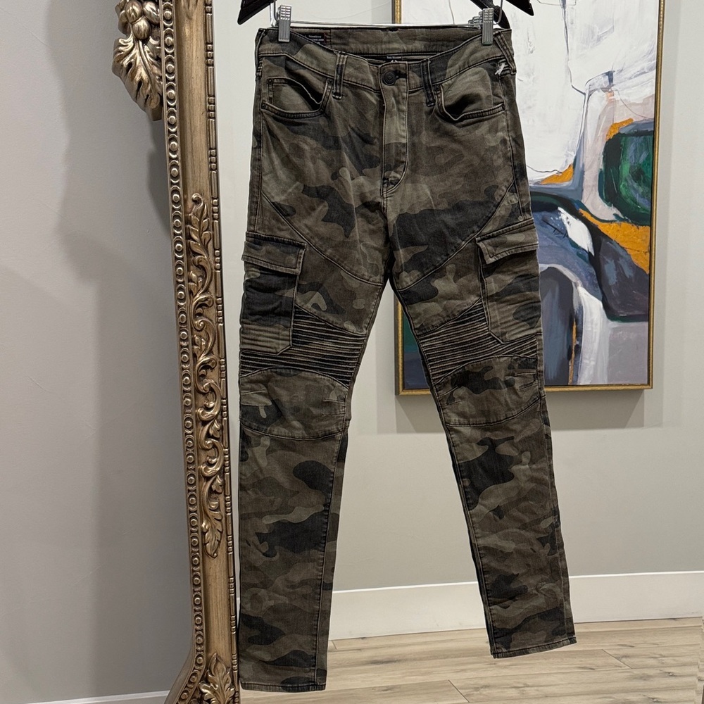 True Religion Green and Black Cargo Pants
